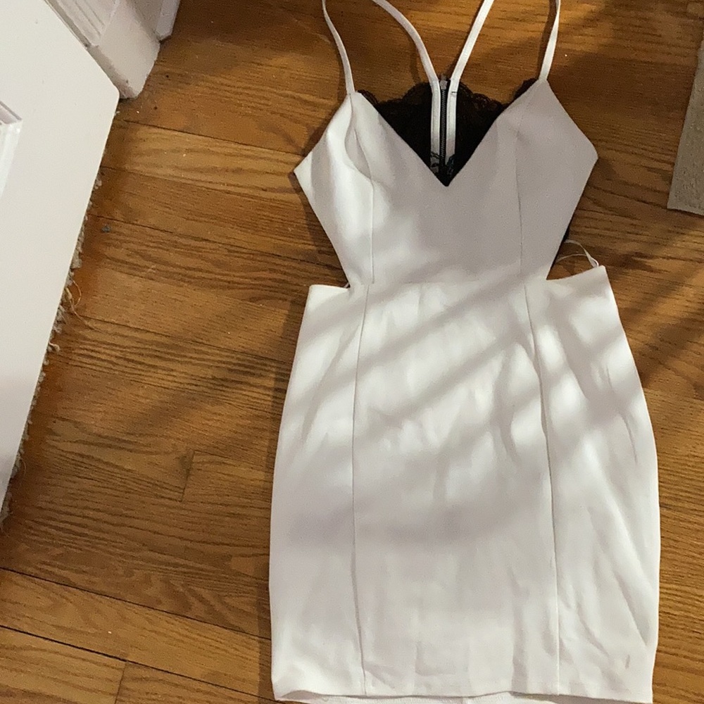 White dress with black lace by Lush size S